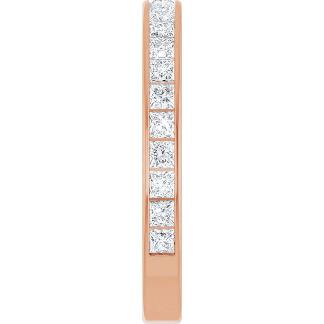 14K Gold Square Natural Diamond Channel-Set Anniversary Band – 2.25x2.25 mm Stones - Rose Gold - view 4