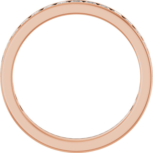14K Gold Square Natural Diamond Channel-Set Anniversary Band – 2.5x2.5 mm Stones - Rose Gold - view 2