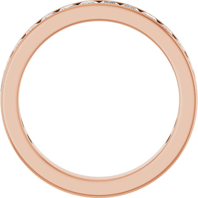 14K Gold Square Lab-Grown Diamond Channel-Set Anniversary Band – 3x3 mm Stones - Rose Gold - view 2