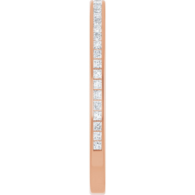 14K Gold Square Natural Diamond Channel-Set Anniversary Band – 1.5x1.5 mm Stones (3/4 CTW) - Rose Gold - view 4