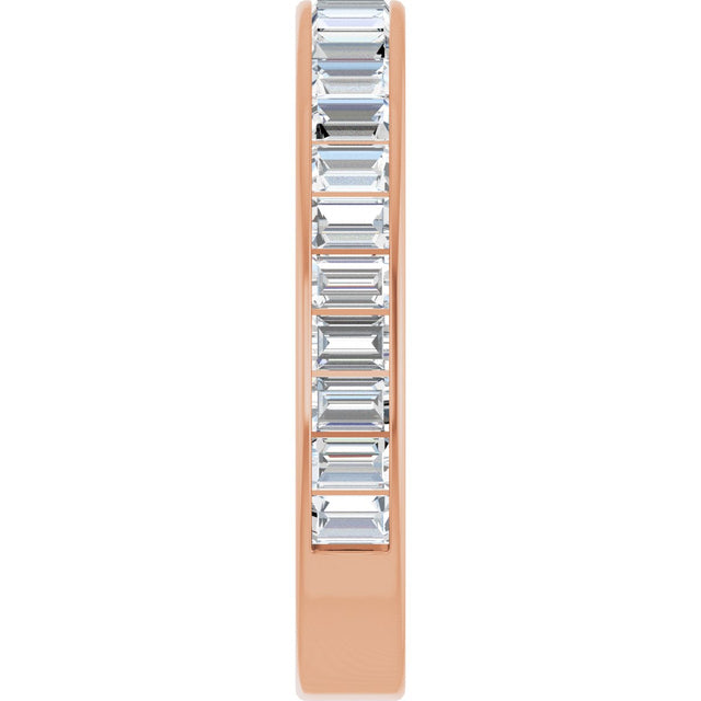 14K Gold Straight Baguette Natural Diamond Channel-Set Anniversary Band – 3x2 mm Stones - Rose Gold - view 4