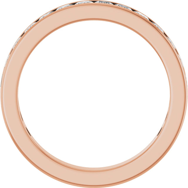 14K Gold Square Lab-Grown Diamond Channel-Set Anniversary Band – 3x3 mm Stones - Rose Gold - view 2