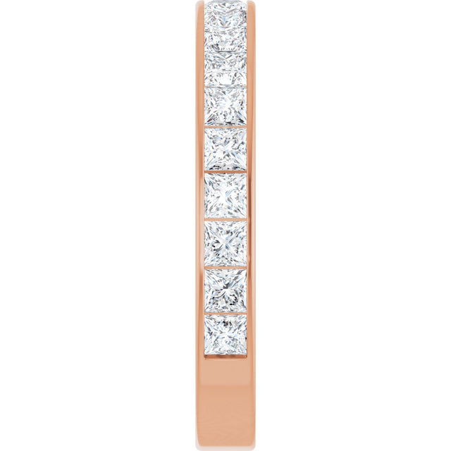 14K Gold Square Lab-Grown Diamond Channel-Set Anniversary Band – 3x3 mm Stones - Rose Gold - view 4