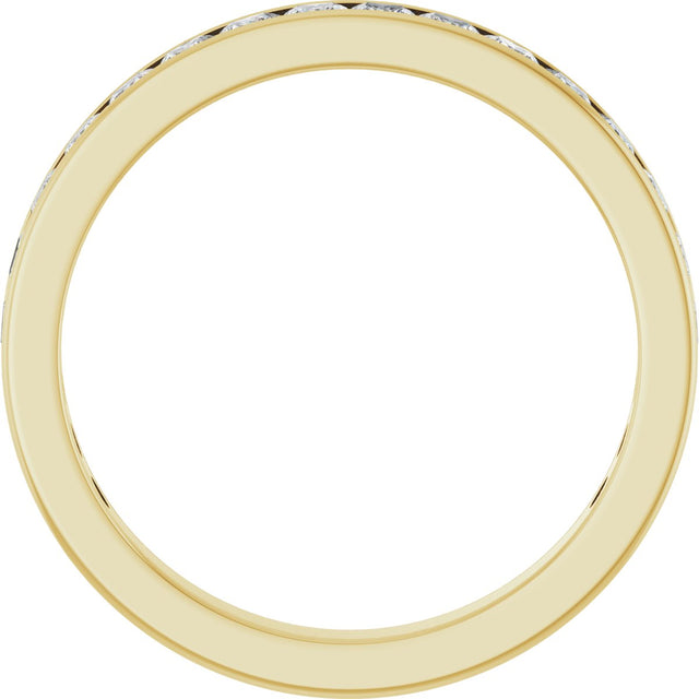 14K Gold Square Natural Diamond Channel-Set Anniversary Band – 3x3 mm Stones (3 5/8 CTW) - Yellow Gold - view 2