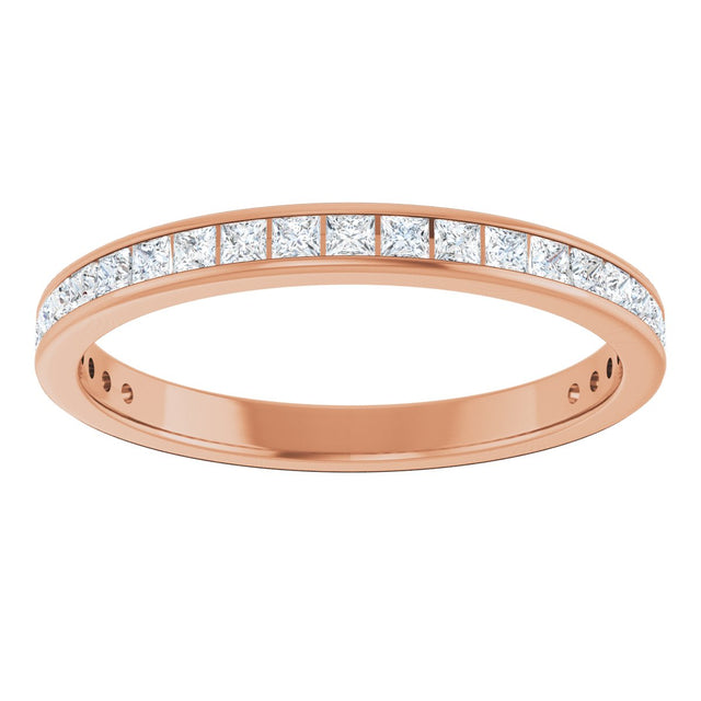 14K Gold Square Lab-Grown Diamond Channel-Set Anniversary Band – 2x2 mm Stones - Rose Gold - view 3
