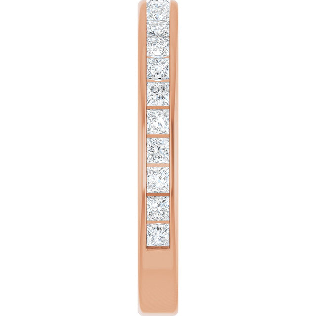 14K Gold Square Natural Diamond Channel-Set Anniversary Band – 1.75x1.75 mm Stones - Rose Gold - view 4