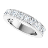 14K Gold Square Lab-Grown Diamond Channel-Set Anniversary Band – 3x3 mm Stones - White Gold - view 5