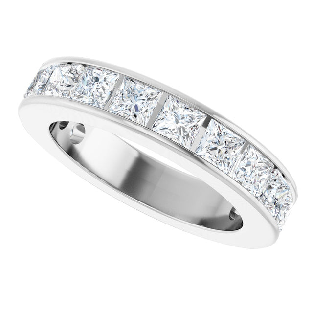 14K Gold Square Lab-Grown Diamond Channel-Set Anniversary Band – 3x3 mm Stones - White Gold - view 5