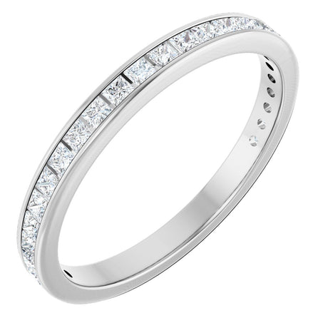 14K Gold Square Lab-Grown Diamond Channel-Set Anniversary Band – 2x2 mm Stones - White Gold
