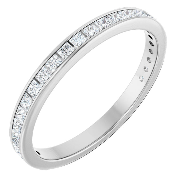 14K Gold Square Lab-Grown Diamond Channel-Set Anniversary Band – 2x2 mm Stones - White Gold