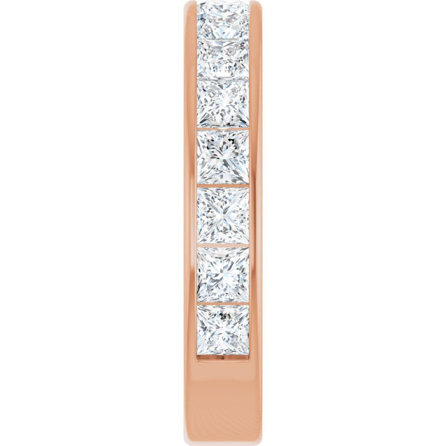14K Gold Square Lab-Grown Diamond Channel-Set Anniversary Band – 2.5x2.5 mm Stones - Rose Gold - view 4