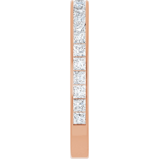 14K Gold Square Lab-Grown Diamond Channel-Set Anniversary Band – 2.5x2.5 mm Stones - Rose Gold - view 4