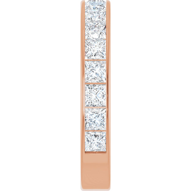 14K Gold Square Natural Diamond Channel-Set Anniversary Band – 3x3 mm Stones - Rose Gold - view 4