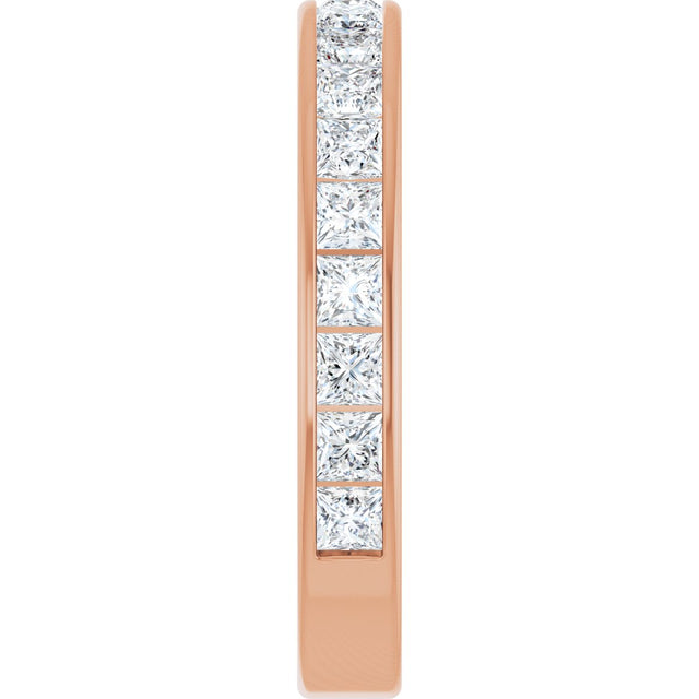14K Gold Square Natural Diamond Channel-Set Anniversary Band – 2.25x2.25 mm Stones - Rose Gold - view 4