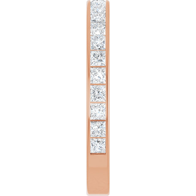 14K Gold Square Lab-Grown Diamond Channel-Set Anniversary Band – 2.5x2.5 mm Stones - Rose Gold - view 4