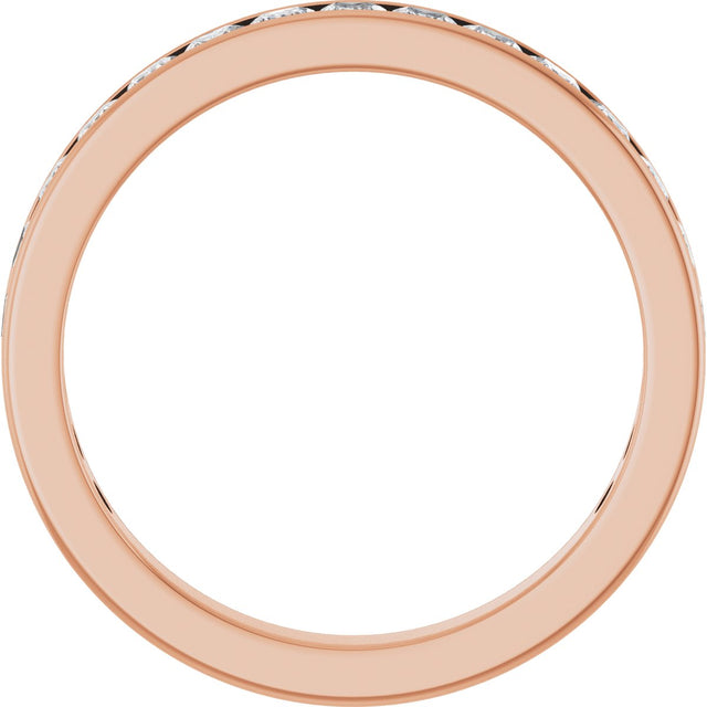 14K Gold Square Lab-Grown Diamond Channel-Set Anniversary Band – 3x3 mm Stones - Rose Gold - view 2