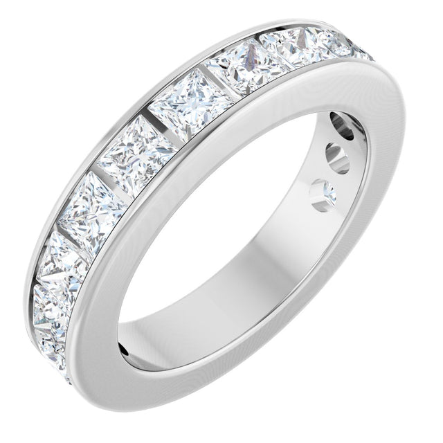 14K Gold Square Lab-Grown Diamond Channel-Set Anniversary Band – 3x3 mm Stones - White Gold
