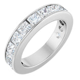 14K Gold Square Natural Diamond Channel-Set Anniversary Band – 3x3 mm Stones - White Gold