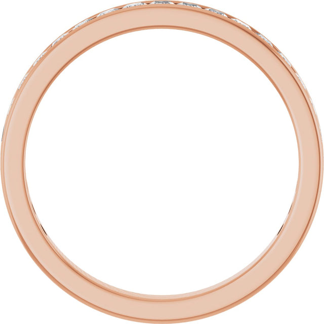 14K Gold Square Lab-Grown Diamond Channel-Set Anniversary Band – 2.25x2.25 mm Stones - Rose Gold - view 2