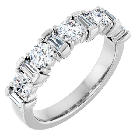 Platinum Round Natural Diamond Anniversary Band – 3.3 mm Stones