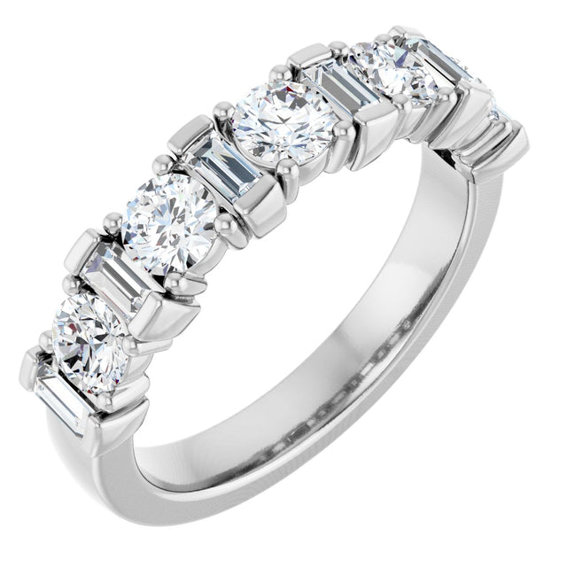 14K Gold Round Natural Diamond Anniversary Band – 3.3 mm Stones - White Gold