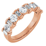 14K Gold Round Natural Diamond Anniversary Band – 3.3 mm Stones - Rose Gold