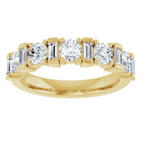 14K Gold Round Natural Diamond Anniversary Band – 3.3 mm Stones - Yellow Gold - view 3