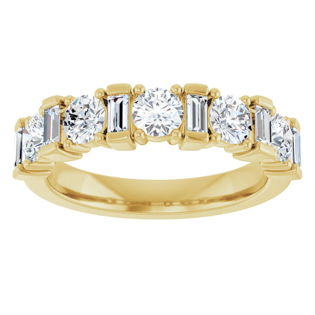 14K Gold Round Natural Diamond Anniversary Band – 3.3 mm Stones - Yellow Gold - view 3