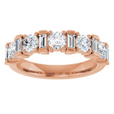14K Gold Round Natural Diamond Anniversary Band – 3.3 mm Stones - Rose Gold - view 3
