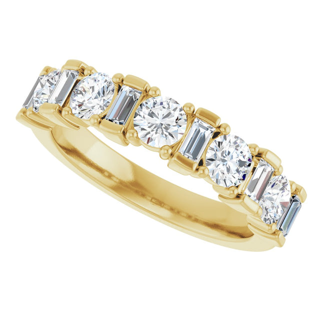 14K Gold Round Natural Diamond Anniversary Band – 3.3 mm Stones - Yellow Gold - view 5