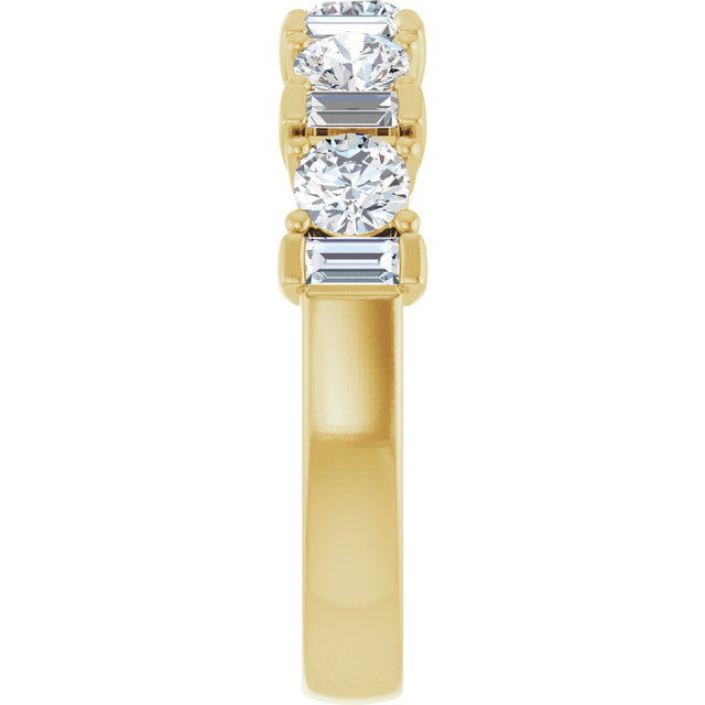 14K Gold Round Natural Diamond Anniversary Band – 3.3 mm Stones - Yellow Gold - view 4