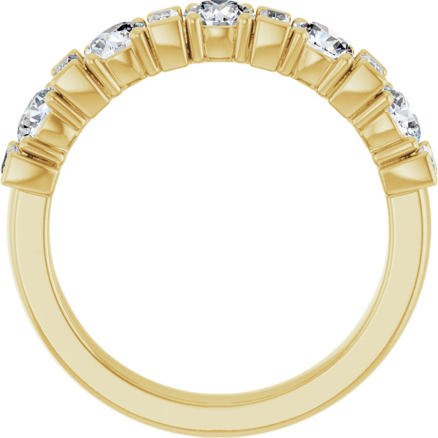 14K Gold Round Natural Diamond Anniversary Band – 3.3 mm Stones - Yellow Gold - view 2