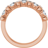 14K Gold Round Natural Diamond Anniversary Band – 3.3 mm Stones - Rose Gold - view 2