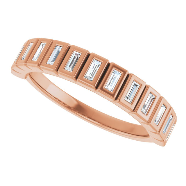 10K Gold Straight Baguette Lab-Grown Diamond Bezel-Set Anniversary Band – 1/4–7/8 CTW - Rose Gold - view 5