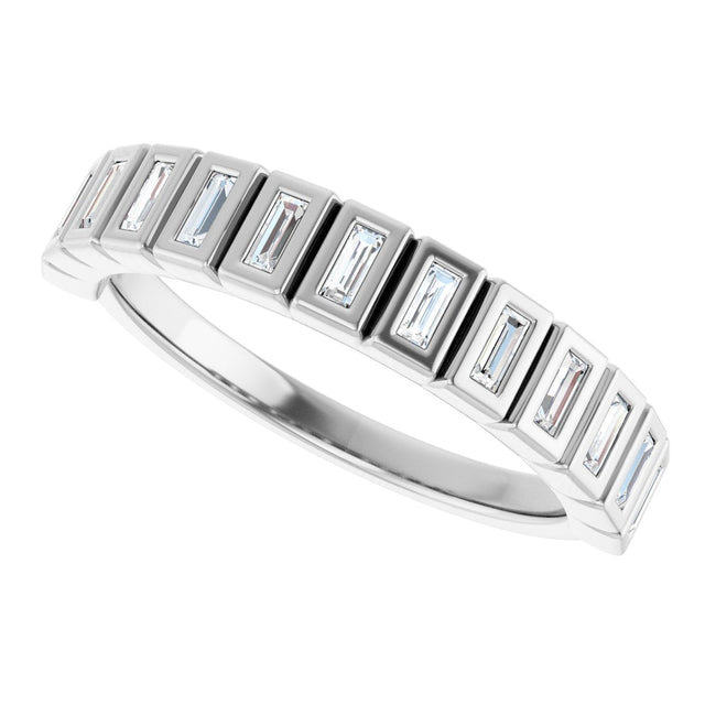 10K Gold Straight Baguette Lab-Grown Diamond Bezel-Set Anniversary Band – 1/4–7/8 CTW - White Gold - view 5