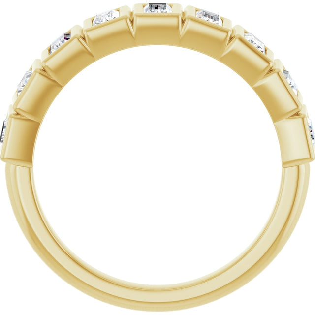 10K Gold Straight Baguette Lab-Grown Diamond Bezel-Set Anniversary Band – 9/10 CTW - Yellow Gold - view 2