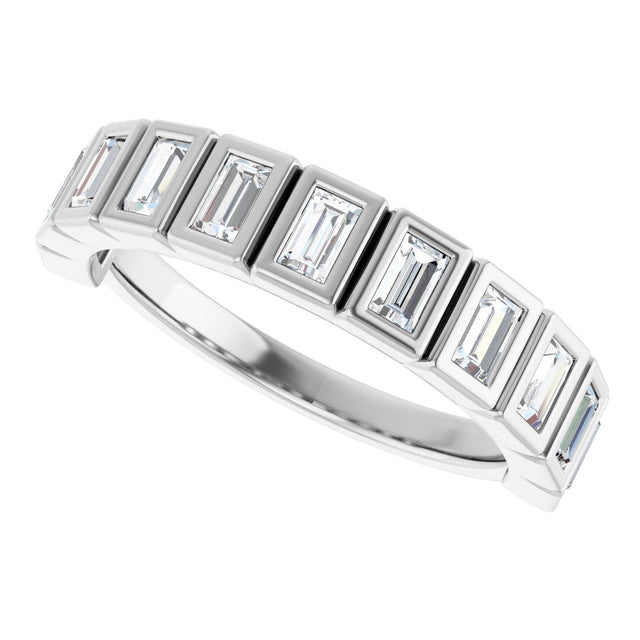 10K Gold Straight Baguette Natural Diamond Bezel-Set Anniversary Band – 1/4–5/8 CTW - White Gold - view 5