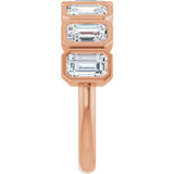 14K Gold Emerald Natural Diamond Bezel-Set Anniversary Band – 2 1/2 CTW - Rose Gold - view 4