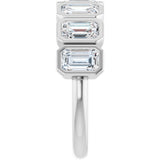 10K Gold Emerald Lab-Grown Diamond Bezel-Set Anniversary Band – 2 1/3 CTW - White Gold - view 4