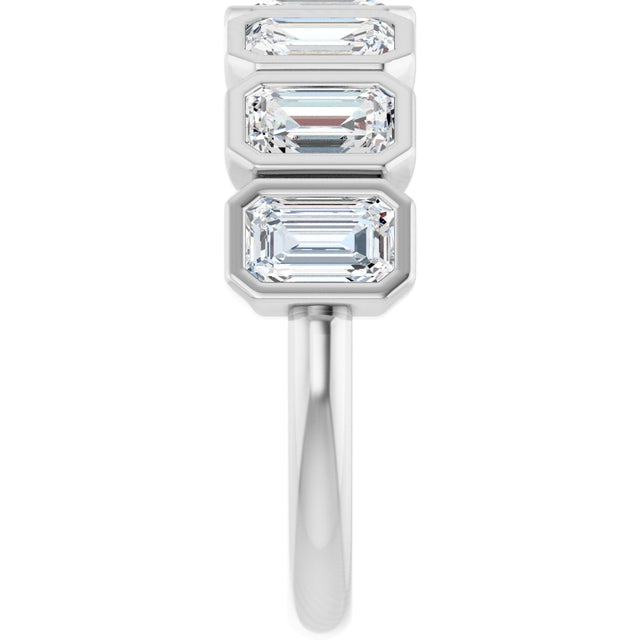 10K Gold Emerald Lab-Grown Diamond Bezel-Set Anniversary Band – 2 1/3 CTW - White Gold - view 4