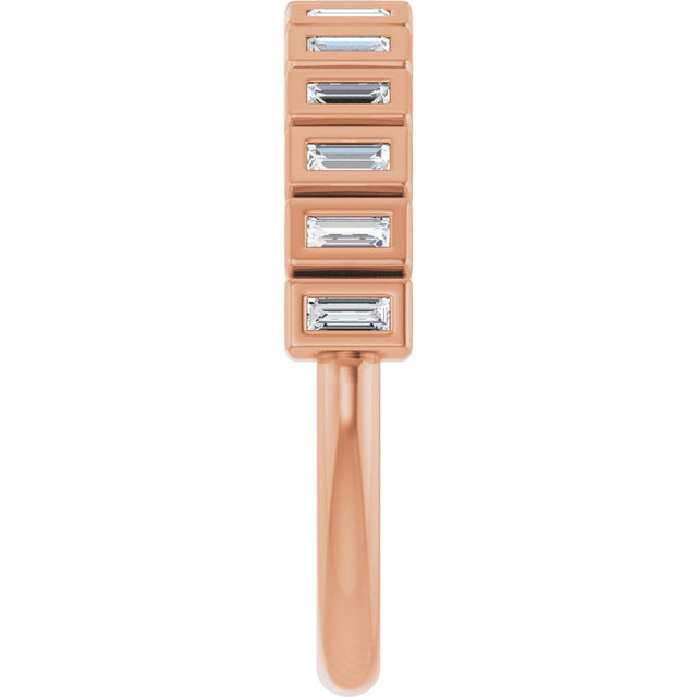 10K Gold Straight Baguette Lab-Grown Diamond Bezel-Set Anniversary Band – 1/4–7/8 CTW - Rose Gold - view 4