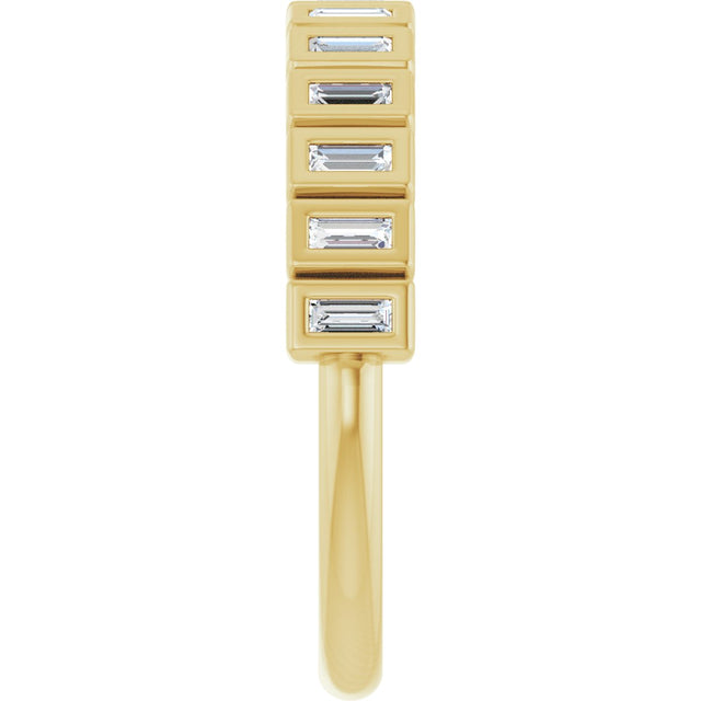 10K Gold Straight Baguette Lab-Grown Diamond Bezel-Set Anniversary Band – 1/4–7/8 CTW - Yellow Gold - view 4