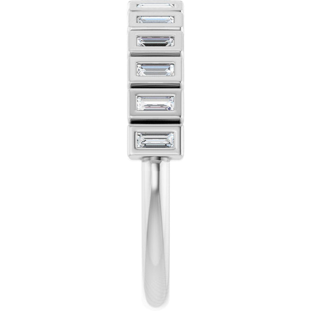 10K Gold Straight Baguette Lab-Grown Diamond Bezel-Set Anniversary Band – 1/4–7/8 CTW - White Gold - view 4