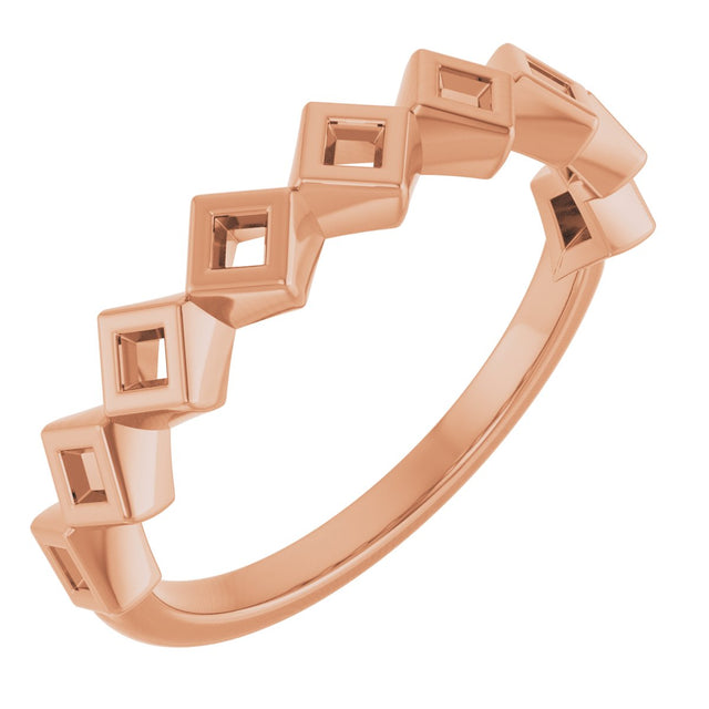 14K Gold Square Lab-Grown Diamond Bezel-Set Anniversary Band – 1/10–5/8 CTW - Rose Gold