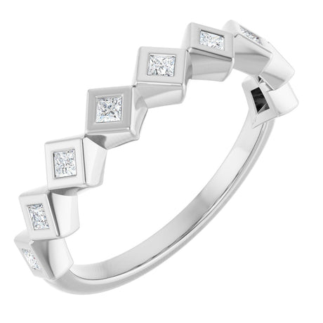 10K Gold Square Lab-Grown Diamond Bezel-Set Anniversary Band – 1/8–5/8 CTW - White Gold
