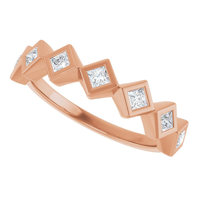 10K Gold Square Lab-Grown Diamond Bezel-Set Anniversary Band – 1/8–5/8 CTW - Rose Gold - view 5