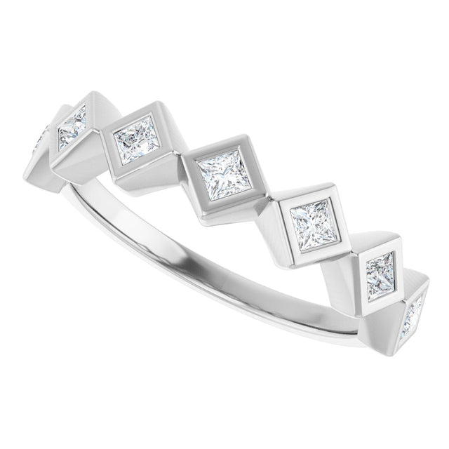 14K Gold Square Lab-Grown Diamond Bezel-Set Anniversary Band – 1/10–5/8 CTW - White Gold - view 5
