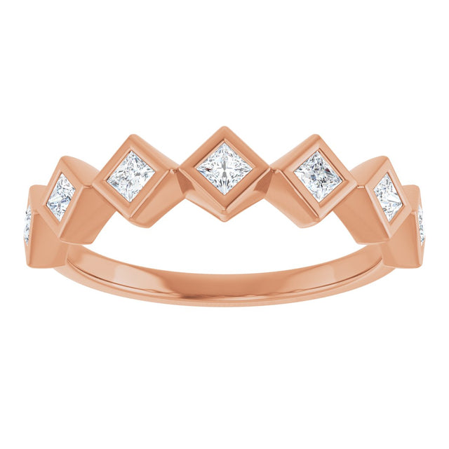 14K Gold Square Natural Diamond Bezel-Set Anniversary Band – 1/8–5/8 CTW - Rose Gold - view 3