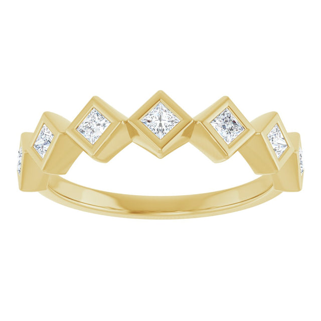 14K Gold Square Lab-Grown Diamond Bezel-Set Anniversary Band – 1/10–5/8 CTW - Yellow Gold - view 3