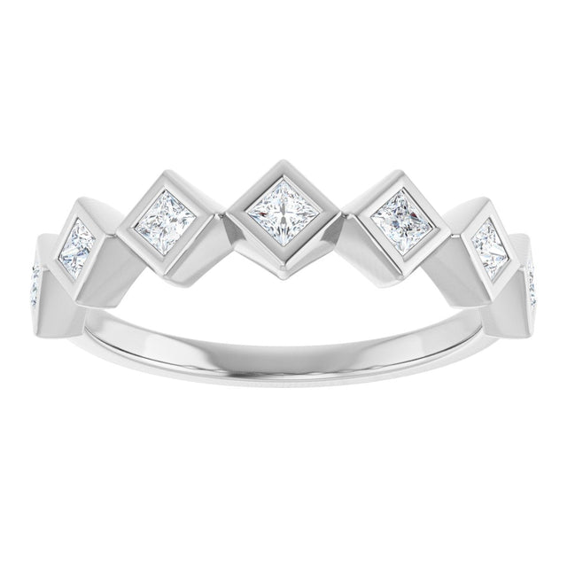 14K Gold Square Lab-Grown Diamond Bezel-Set Anniversary Band – 1/10–5/8 CTW - White Gold - view 3
